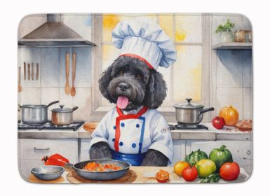 Portuguese Water Dog The Chef Memory Foam Kitchen Mat Machine Washable Anti-Fatigue Mat Cushion Comfort Bath Mat or Kitchen Rug