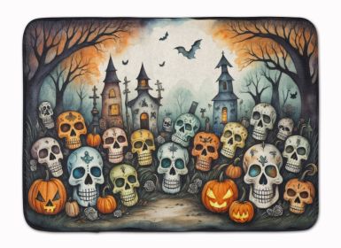 Calaveras Sugar Skulls Spooky Halloween Memory Foam Kitchen Mat Machine Washable Anti-Fatigue Mat Cushion Comfort Bath Mat or Kitchen Rug (Default: Default)