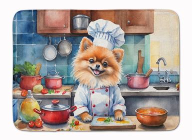 Pomeranian The Chef Memory Foam Kitchen Mat Machine Washable Anti-Fatigue Mat Cushion Comfort Bath Mat or Kitchen Rug (Default: Default)